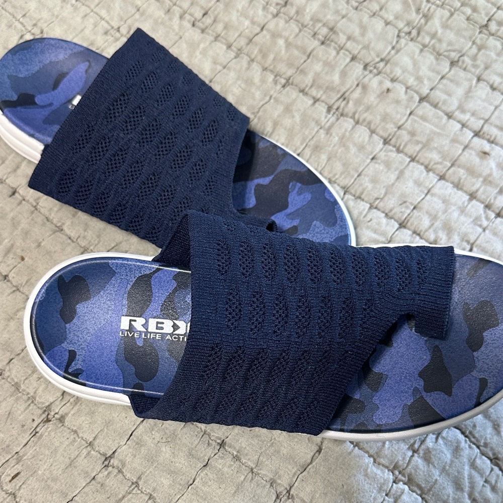 RBX Dark Blue Knit Slide Sandals